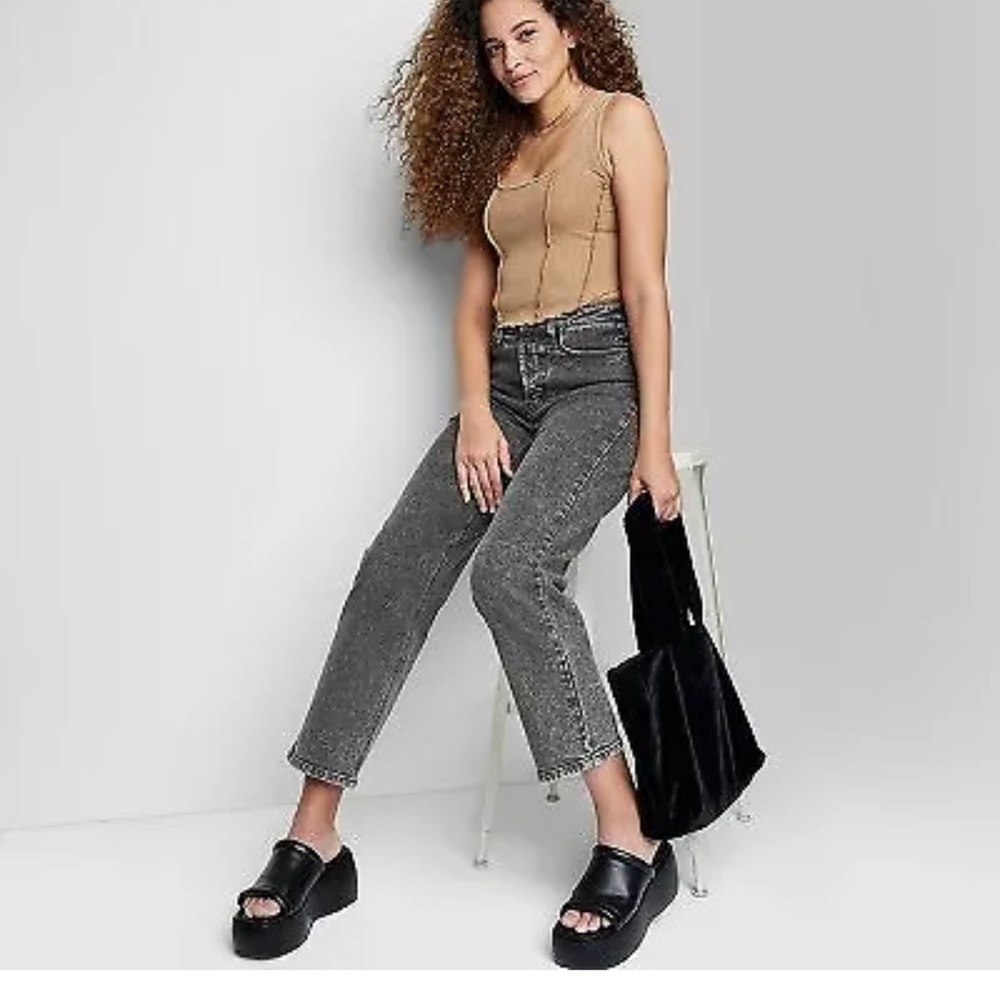 Women's Super-High Rise Straight Jeans - Wild Fable - Charcoal